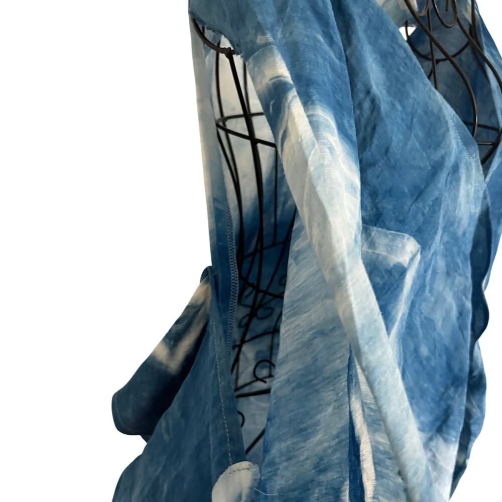 Prairie Underground Silk Hemp Hand Tie Dyed Shibori Dress Split Kimono Sleeve - Picture 7 of 12
